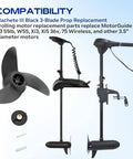 3 Blade Trolling Propeller Machete III Style Replacement For 3.5 Inch Motor Diameters Delivers Quiet Efficient Shallow-Water Performance with motor parts