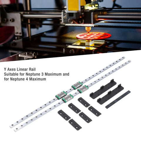 Two Piece Y Axis Linear Guide Rail Set For Neptune 3 Maximum And Neptune 4 Maximum 3D Printers High Carbon Steel Low Noise Slide Blocks
