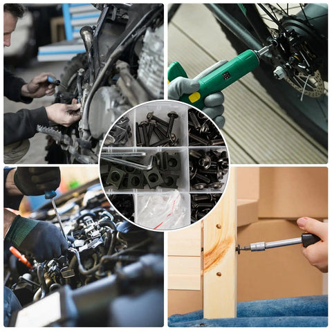 Universal Stainless Steel Motorcycle Fairing Bolt Kit With M5 And M6 Screws Windscreen Fasteners And Clips in use on bikes