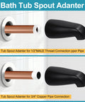 Matte Black 3 Piece Shower Knob And Tub Spout Kit For Tub Shower Faucets With Hot Cold Diverter Handles, includes spout adapters.