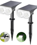 Outdoor Solar Lights IP65 Waterproof Dusk Till Dawn Spotlight Kit With 3 Modes, No Fuss, Adjustable Solar Panel, 2 Pack