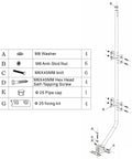 Assembly diagram of Beefy Universal Outdoor Mounting Pole For TV Antenna And Weather Station, showing components and hardware kit.