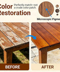 Kickass 32 Oz Black Walnut Water-Based Wood Stain And Sealer In One before and after color restoration of wooden table.