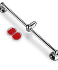 Insta-Mount Power Suction 24 Inch Stainless Steel Shower Slide Bar With Height And Angle Adjustment shown with suction mounts.