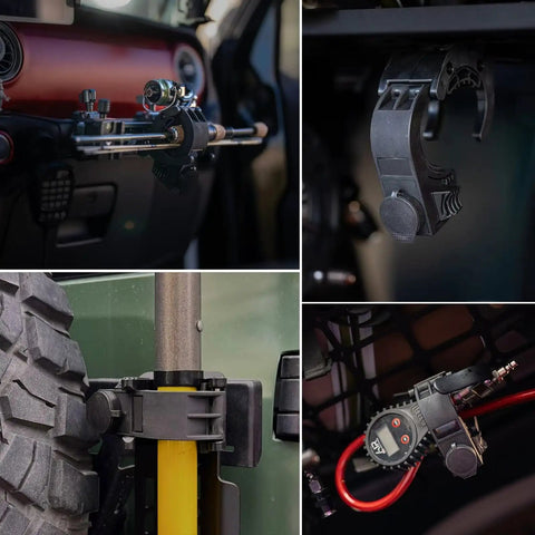 Shovel Holder With Rubber Grip Mount Kit With Lock Fits 0.79 To 1.79 Inch Tool Handles Quick Release For Off Road Roof Rack