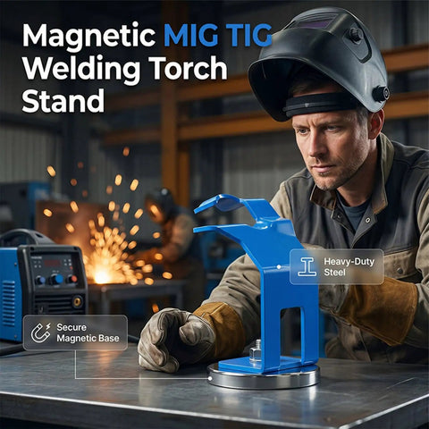 Heavy Duty Welding Holder With Strong Magnetic Base For Stable MIG Torch Stand and Workbench Bracket Anti Slip Grip For Precision Fabrication Jobs In The Shop Or At Home.