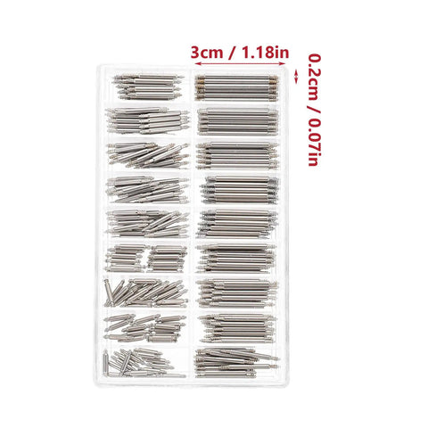 Pro Grade Stainless Steel Watch Band Pins Replacement Kit with 270 assorted spring link rods in organizer box
