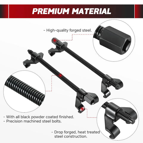 weyleity 14-inch coil spring compressor tool with two steel jaws and threaded bars, black powder-coated finish