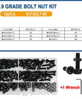 All In One Hex Socket Screw Bolt Nut Set M2 To M6 Black Carbon Steel Hardware Kit in durable case for furniture assembly