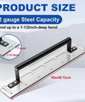 18 Inch Sheet Metal Folding Tool Steel Bender shown with 22 gauge steel capacity and 1-1/2 inch bend depth, designed for roofing and HVAC applications.