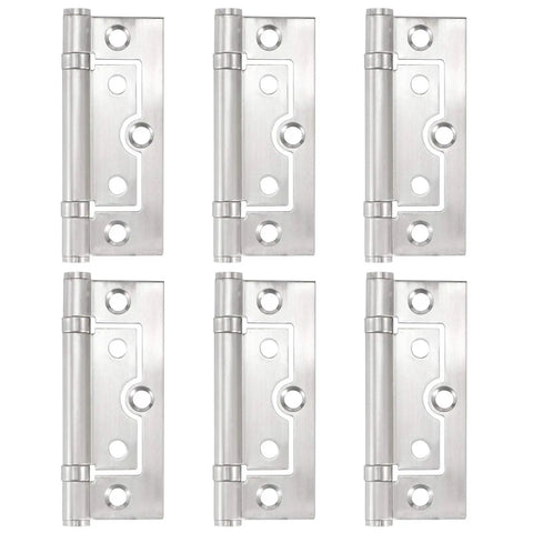 Stainless Steel Door Hinge Set Six Pcs Flat Open 360 Degree Pivot With Silent Rotation For Doors Windows Cabinets Furniture Hardware Fittings 8x3.3cm Home Repair