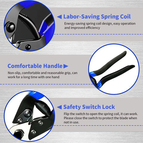 Kickass Heavy Duty Cable Cutter For 3/16 Inch Aluminum And Copper Wire Rope with ergonomic grip and safety lock features.