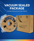 Overture PLA+ 1.75mm black 1kg 3D printer filament on spool with vacuum-sealed package