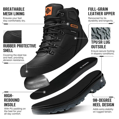 Steel Toe Work Boots For Men Waterproof Built Tough Heavy Duty Safety Boots With Puncture Protection Oil And Slip Resistant Design