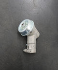 Beefy Gearbox Drive Head Assembly for grass trimmer, aluminum and steel, angled view on dark background.