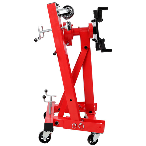 Heavy Duty Folding Engine Stand With 1500 Lb Rating And 360 Degree Geared Rotation Head Includes Smooth Rolling Locking Casters And Space Saving Fold Frame This Shop Floor Bad Boy Handles All V8 Motor Rebuilds In Red side view