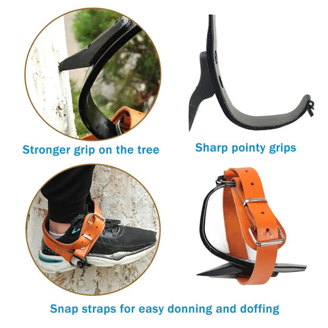 Tree Climbing Gear Set With Adjustable Spikes And Ergonomic Foot Design For Logging And Forestry, showing spurs detail