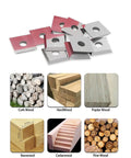 Ten Pack 12X12X1.5mm Carbide Router Blade Inserts For Slab Surfacing with four cutting edges, suitable for various wood types.