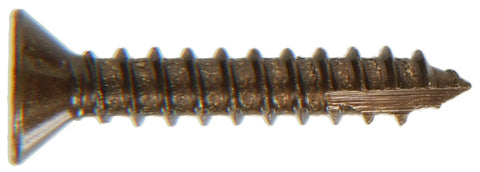 Top Shelf Flat Head Phillips Wood Screws Size Nine By One Inch In Antique Bronze showing sharp threads and flat head detail.