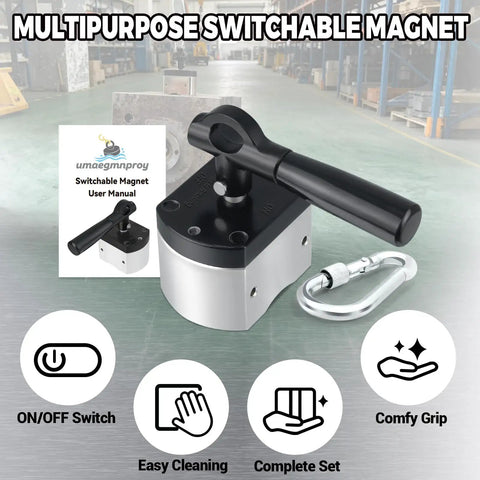 Switchable Magnetic Lifter With Detachable Handle For Welding, 600 Pound On Off Magnet, kit and manual in factory setting
