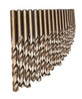 Heavy Duty 19 Piece HSS M35 Cobalt Twist Drill Bit Set For Metal And Aluminum Drilling With Straight Shank Deep Hole Machinist Tools Kit, angled view