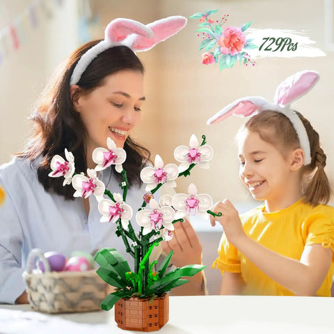 Orchid Floral Building Blocks Kit For Adults Dope DIY Flower Brick Set For Home Decor 729 Pieces Realistic Orchid Build Perfect Gift For Mom Girlfriend Valentines Or Mothers Day, ABS plastic, 14.96 x 10.23 x 14.17 in