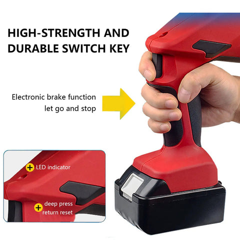 Reliable Electric Crimping Tool With 360 Degree Swivel Jaw And Powerful 18 Volt Battery For Fast Copper Aluminum Wire Terminal Connections Heavy Duty Pro Grade No Sweat Wiring with ergonomic trigger design.