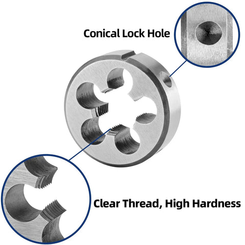 M17 By One Point Five Thread Tap And Die Set For Metalworking Right Hand Dope HSS 6542 Tap Alloy Tool Steel Die with conical lock hole