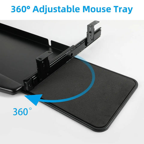 Heavy Duty Under Desk Keyboard Tray With Super Slick Glide Mechanism And 360 Rotating Mouse Platform Built Like A Tank For An Ergonomic Home Office Desk Setup At 28 Inches Long