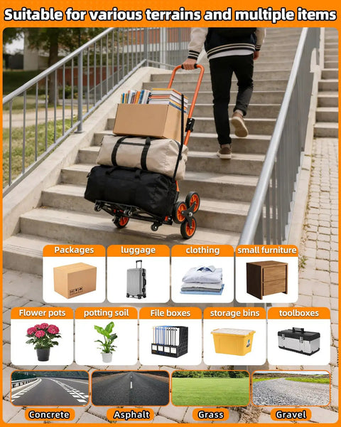 Stair Climbing Dolly With 220Lb Capacity Lightweight Hand Truck Cart With 10 Wheels And Telescoping Handle on stairs