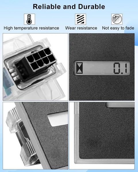 Hour Meter Replacement 925-06170B For Lawn Tractors And Zero Turn Mowers, plug-in black plastic meter close-up