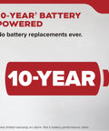 Rock Solid Standalone Smoke Detector With Ten Year Sealed Battery Providing Instant Voice Alerts And Loud 85 Decibel Siren For Zero Hassle Residential Fire Protection And Genuine Peace Of Mind Always 10-year battery graphic.