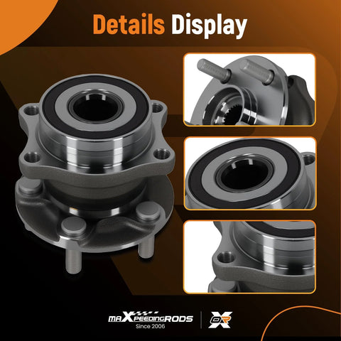 Two Piece Beefy Rear Wheel Bearing And Hub Assembly 512401 with 5 lug, ABS encoder, detail view and close-up images