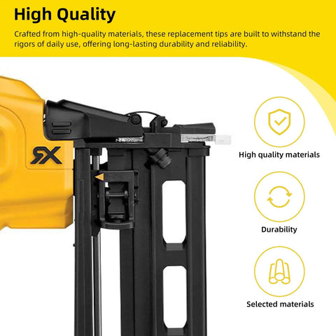 No Mar Tip Replacement For Brad Nailer Gun Rubber Tip To Keep Wood Scratch Free Fits BCN650D1 BCN662D1 DCN650B DCN650D1 DCN662B DCN662D1 Models Easy Install Durable Nailer Accessory For Pros On The Job, black rubber tip on yellow brad nailer