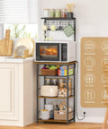 5 Tier Coffee Bar Station With 4 S Shaped Hooks Farmhouse Corner Kitchen Cabinet For Small Spaces Bakers Rack in kitchen