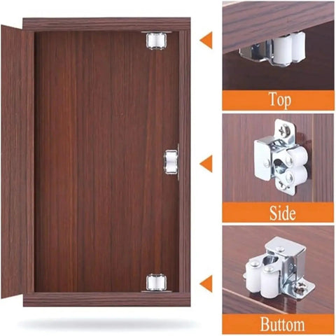 Dual Wheel Roller Catch Set 50 Pieces Stainless Steel Door Latch Lock Press Type Wardrobe Buckles Antique Bronze Finish