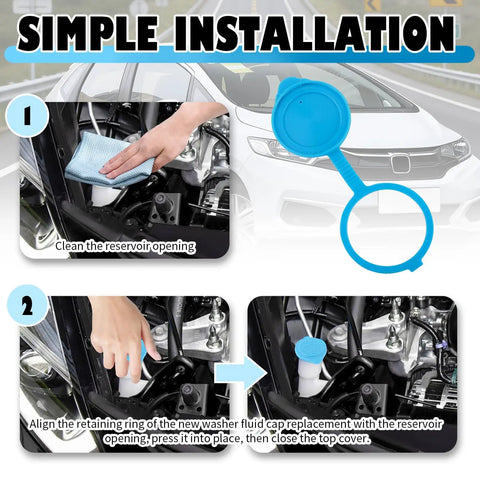 Leak-Proof Windshield Washer Fluid Cap OEM 38513-SC4-672 installation on Honda reservoir, highlighting easy, tool-free process.