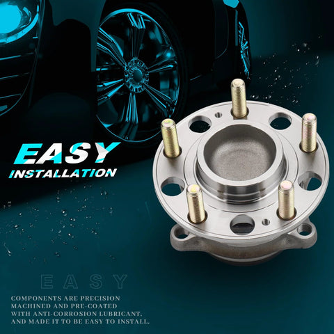 Rear Wheel Bearing And Hub Assembly For 2016 To 2020 Kia Sorento With Abs 5 Lug 1 Piece Replacement Premium Quality Hub Bearing Durable Steel Construction Solid Ride Easy Install Fits Driver Or Passenger Side featuring a close-up view of the steel construction.
