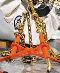 Grade 70 Three By Eight Inch Chain And Binder Kit With Two Chains And Two Binders For Flatbed Hauling Visible in Use