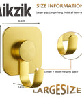 Heavy Duty Adhesive Wall Hooks In A Dope Four Pack, Stainless Steel Stick On Hangers With Badass Grip For Bathrooms And Kitchens, Waterproof And Super Fast To Put Up On Any Wall Or Door Without Drilling, Classic Gold Finish, showing size details at 6.8cm.