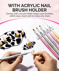 Update Nail Stand Set For Press Ons With Two Spotted Cloud Magnetic Bases Practice Painting Display Includes Brush Holder
