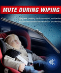 Top Shelf Replacement Windshield Wiper Blades For Chevy Silverado And Gmc Sierra 22 Plus 22 Inch heavy duty wiper blade in action with child in car seat.