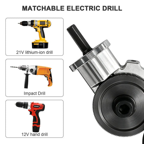 Upgraded Heavy Duty Metal Nibbler Drill Attachment With Seven Piece Kit For Iron Steel Aluminum Copper Plastic Up To 1 Mm Precision Sheet Metal Cutter Tool with matchable electric drills.