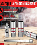 Twelve Piece Spark Plug Socket Set With Three Eighths Inch Drive Ratchet Handle Mirror Polished Sockets in chrome vanadium steel