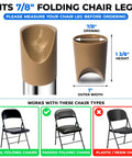 Beige V Tip Chair Caps 8 Pack For Seven Eighths Inch Tubes Replacement Stabilizers For Folding Chairs Fits Metal And Padded Frames