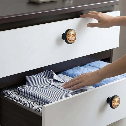 Drawer with Last Supper Themed Round Cabinet Knobs 4 Pack Acrylic Drawer Pulls For Dresser Kitchen Wardrobe Cupboard Doors