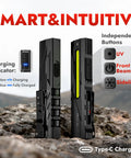Rechargeable 1500 Lumen Pocket Flashlight With Magnetic Base And Clip showing charging indicator and buttons