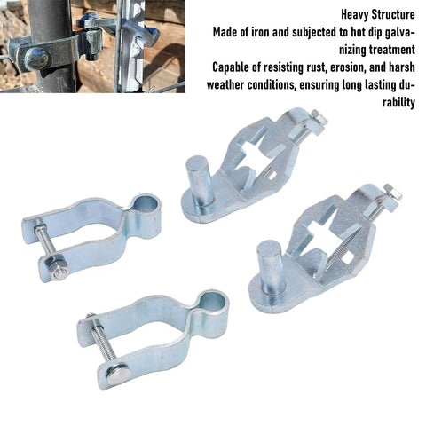 Galvanized Iron T Post Gate Hinges 2 Pack For 1 3 8 Inch Chain Link Fence Gates Farm Yard Heavy Duty Outdoor Fence Hardware