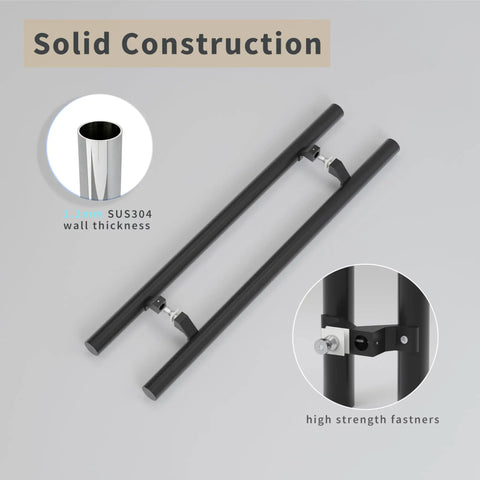Offset Push Pull Door Handle 1200mm 48 Inches Double Sided Ladder Style 304 Stainless Steel Matte Black Finish Built To Last Rugged And Rustproof With Comfortable Ergonomic Grip For Indoor Or Outdoor Doors. Solid construction, 1.2mm SUS304 wall thickness