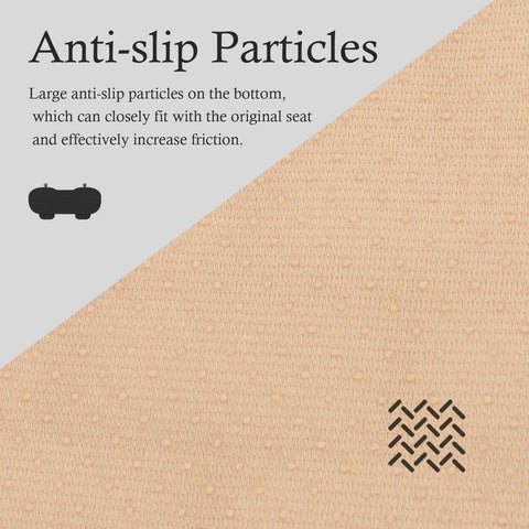 Back Seat Cover With No Slip Bottom And Breathable Fabric Universal Fit For Cars And SUVs Includes Side Pockets For Easy Storage All Season Rear Seat Protector, shows anti-slip texture detail and particles.